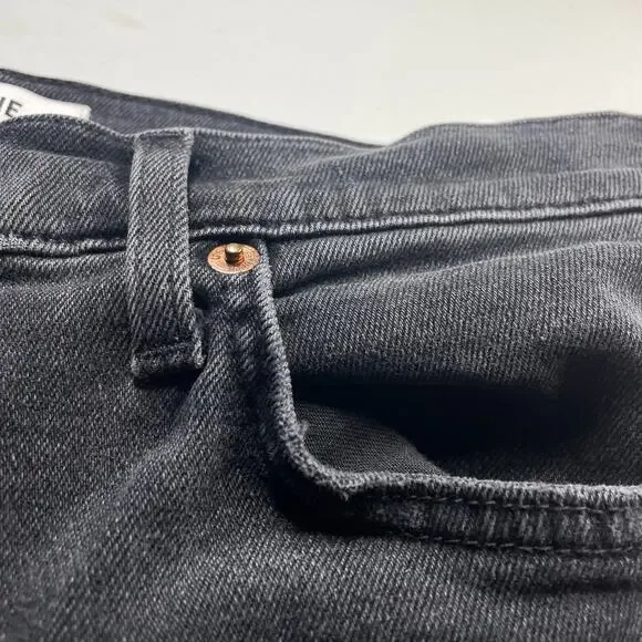 Re/Done Jeans Womens 30 Black 70s Ultra High Rise Stove Pipe Stretch Button Fly - Picture 9 of 15